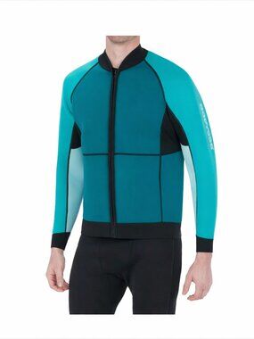 Sea-Doo Montego Wet Suit Jacket Men's Size L Turquoise UV Protection Neoprene